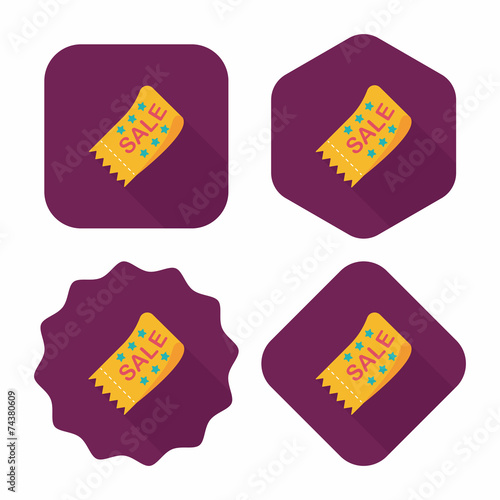 shopping sale coupon flat icon with long shadow,eps10