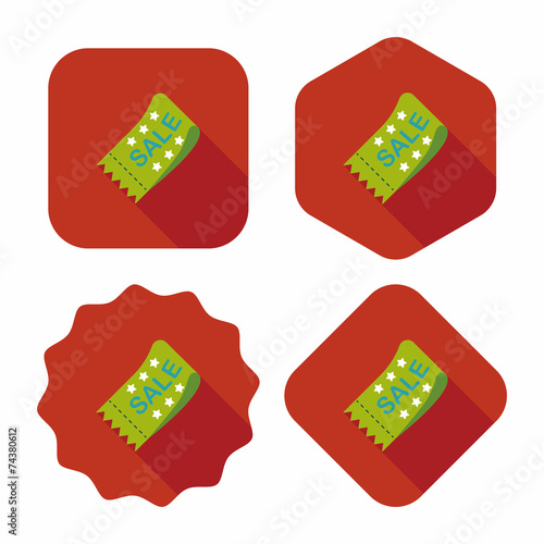 shopping sale coupon flat icon with long shadow,eps10