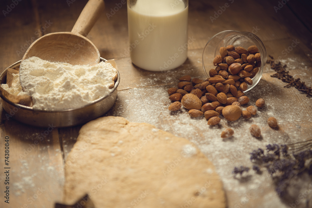 Fototapeta premium Ingredients for cookie dough