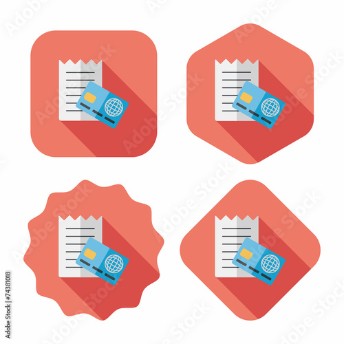 shopping credit card bill flat icon with long shadow,eps10