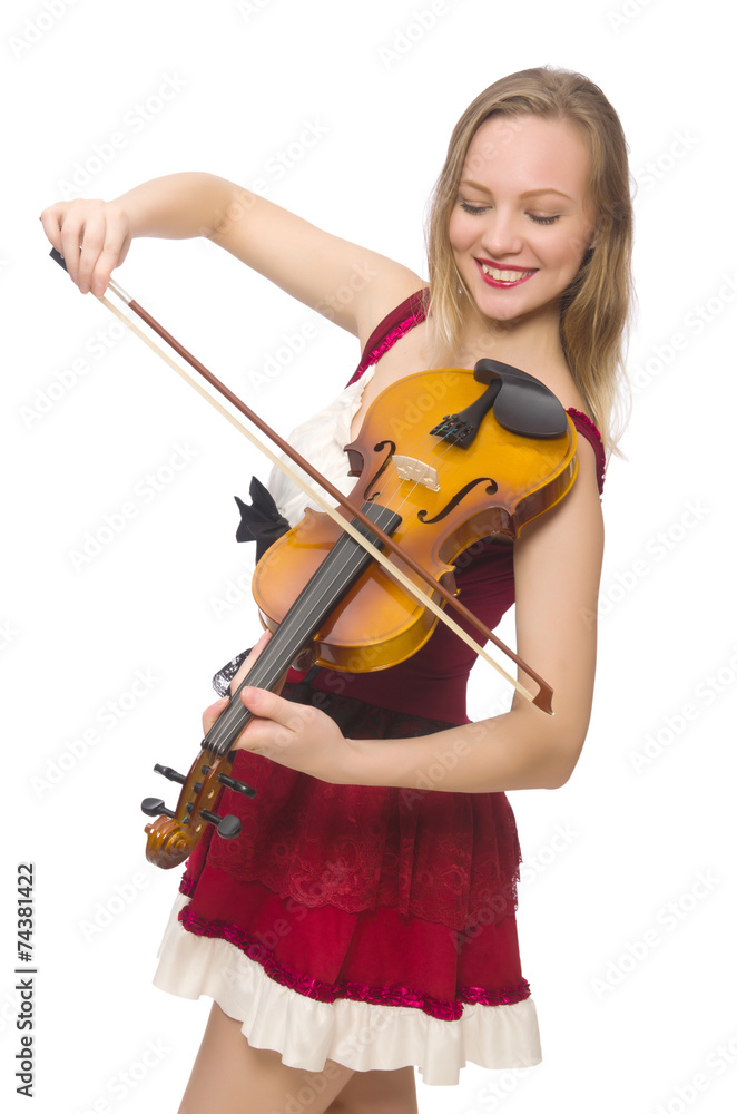 Young violin player isolated on white Young violin player isolated on white
