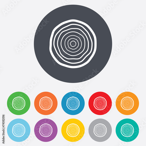 Wood sign icon. Tree growth rings.