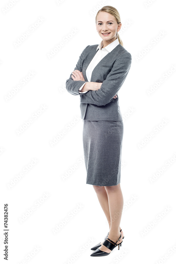Smiling business woman, folded arms. Smiling business woman, folded arms.