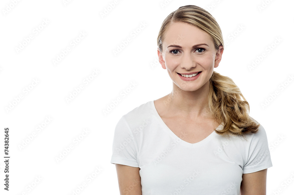 Casual woman posing over white Casual woman posing over white