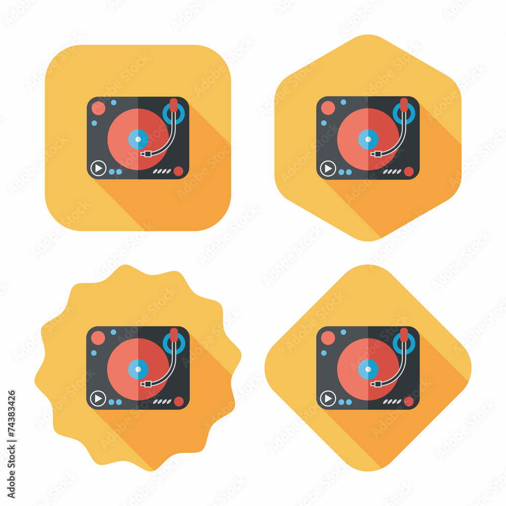 DJ music flat icon with long shadow,eps10 DJ music flat icon with long shadow,eps10