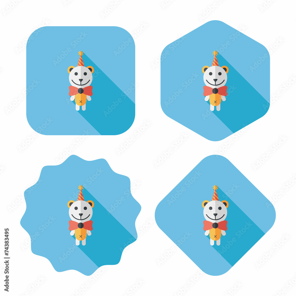 birthday teddy bear flat icon with long shadow,eps10 birthday teddy bear flat icon with long shadow,eps10