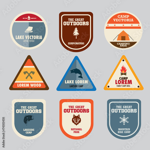 outdoor camp logo badges and labels