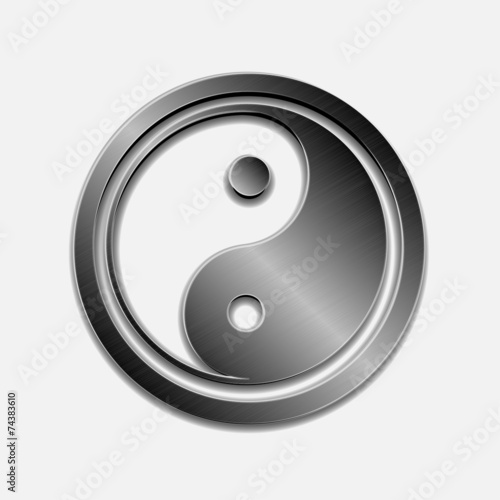 illustration of steel metallic Jin Jang, white background