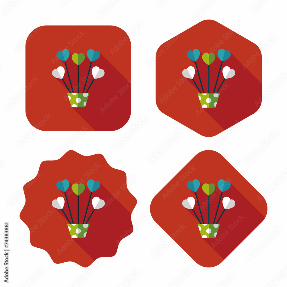 heart flower cup-cake flat icon with long shadow,eps10 heart flower cup-cake flat icon with long shadow,eps10