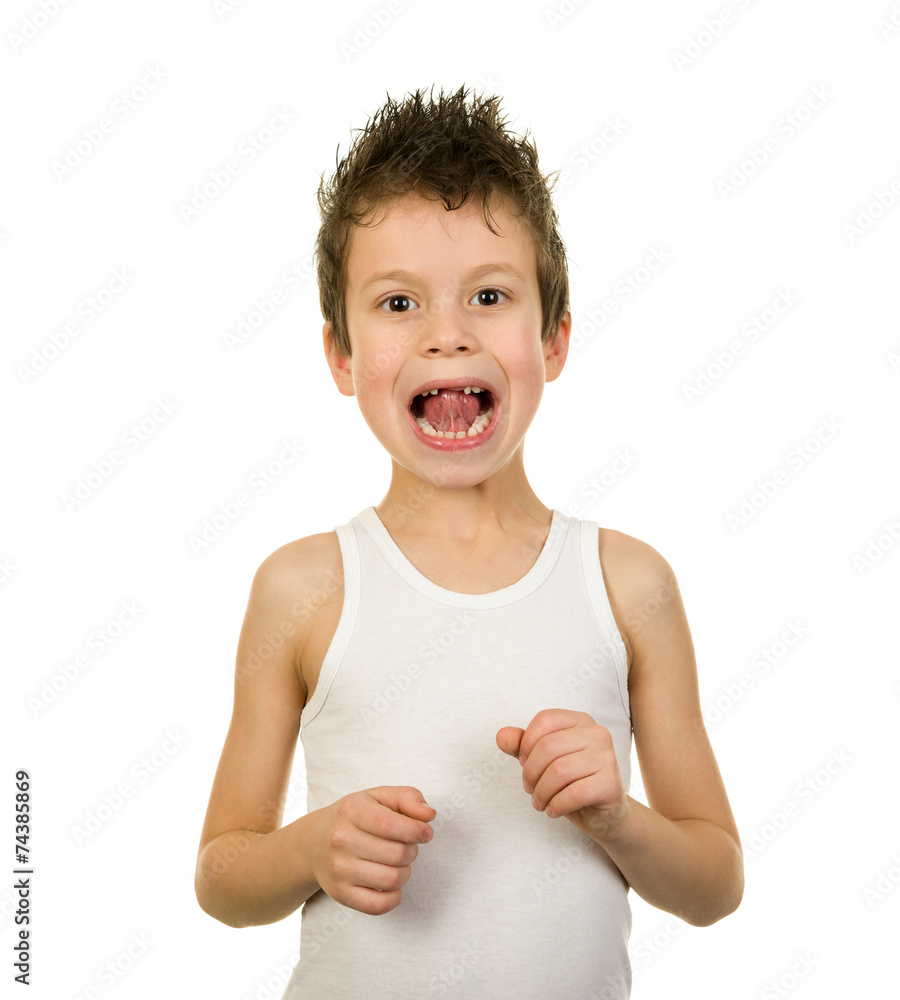 Portrait of a boy in underwear with wet hair Stock Photo | Adobe Stock