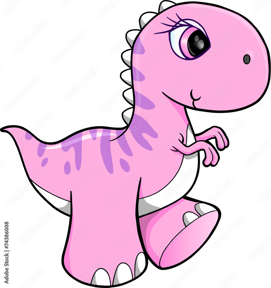 Cute Pink Dinosaur Vector Illustration Art Cute Pink Dinosaur Vector Illustration Art