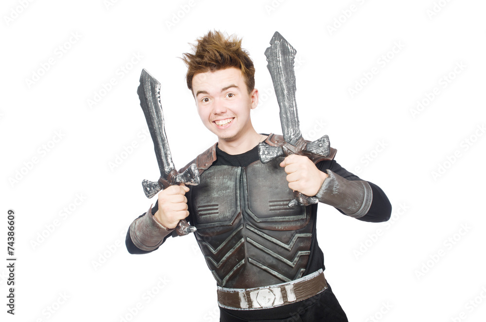 Funny knight isolated on the white background Funny knight isolated on the white background