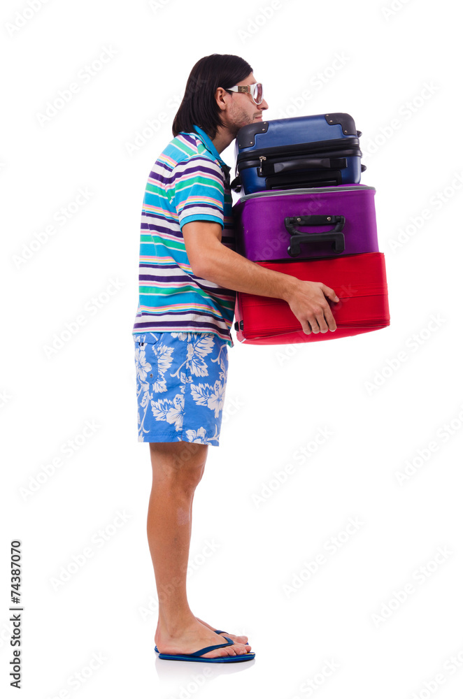 Man travelling with suitcases isolated on white Man travelling with suitcases isolated on white