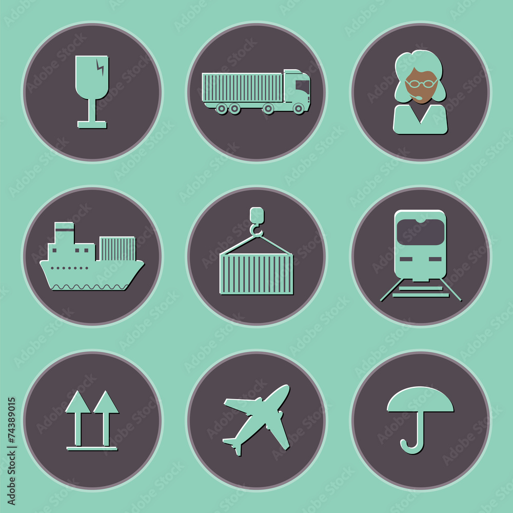 Flat shipping and cargo icon set Flat shipping and cargo icon set