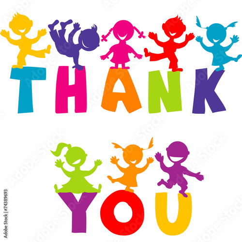 THANK YOU concept with happy children