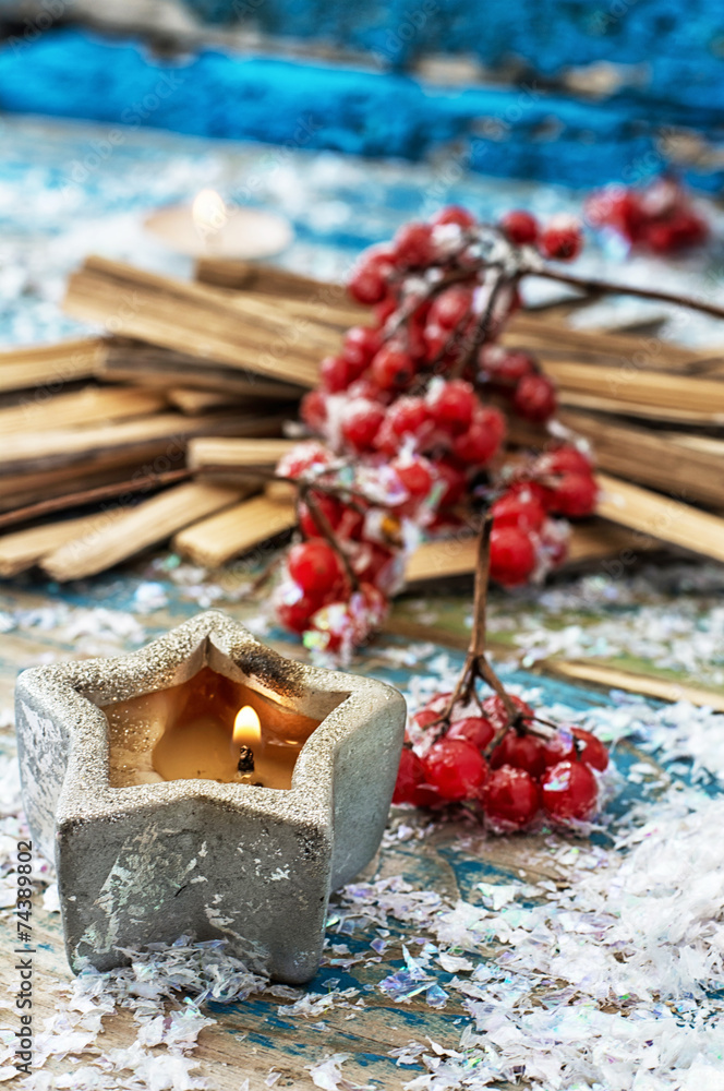 ornaments Christmas and wooden splinters