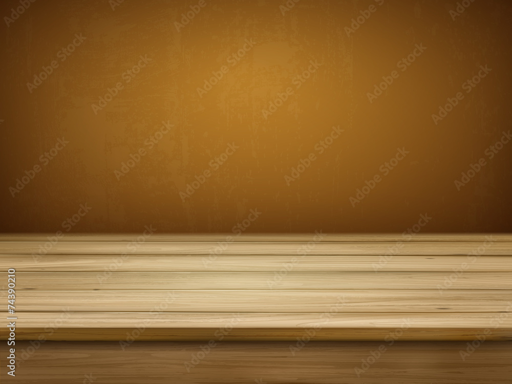 retro wooden table and blurred wall retro wooden table and blurred wall