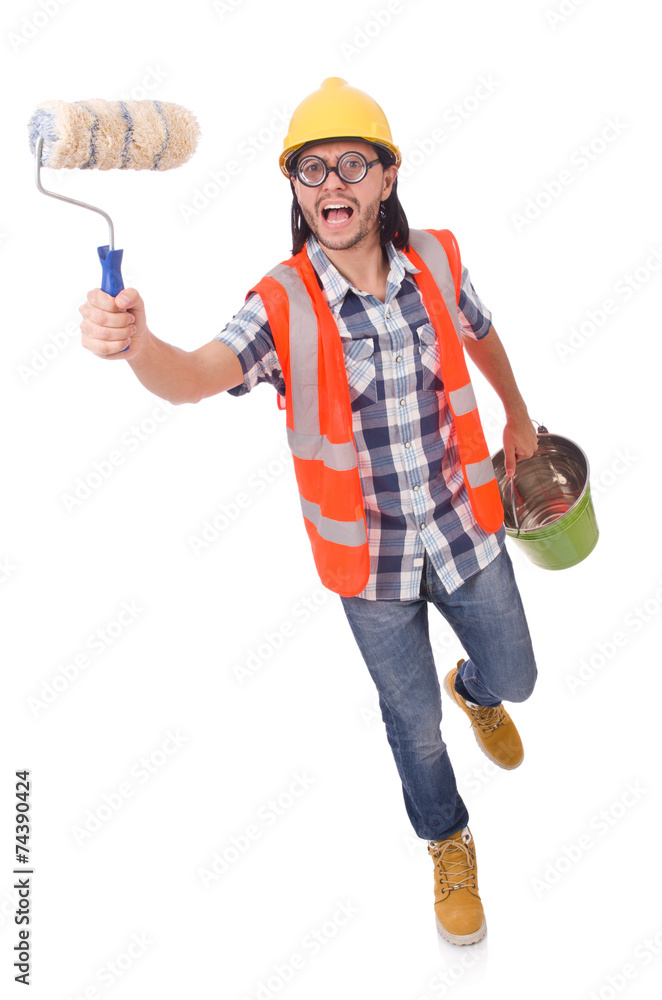 Funny painter isolated on white Funny painter isolated on white