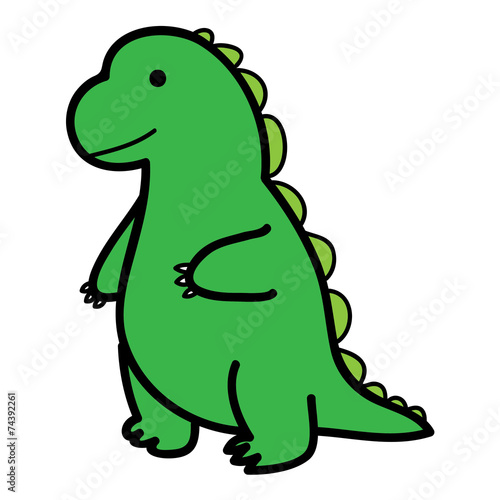 standing big green lizard in cartoon style vector