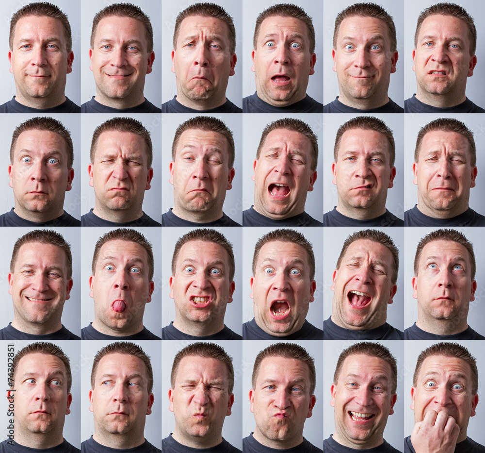 Fototapeta premium 24 Gesichtsausdrücke eine Mannes