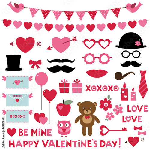 Valentine’s Day set - photo booth props and design elements