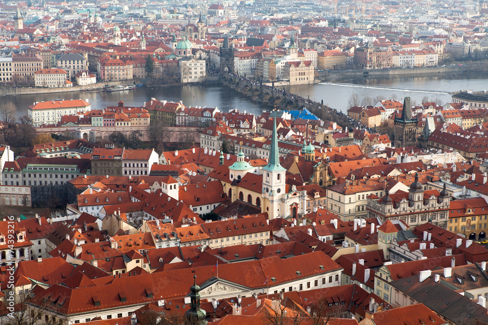 view of Prague from the Prague Castle on a day