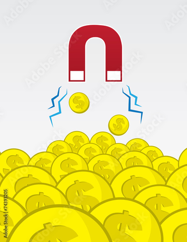 Magnet puling in gold coins