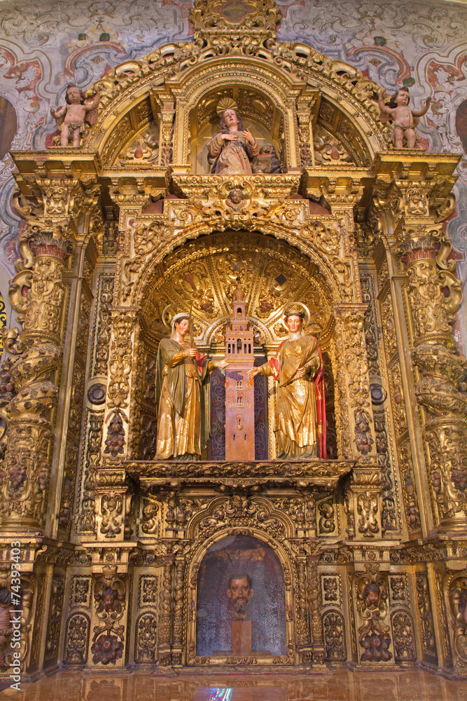 Seville - baroque side altar in El Salvador church