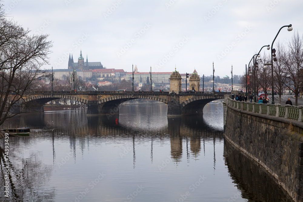 Bridge. Cityscape of Prague.