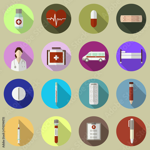 Set of flat medical icons photo