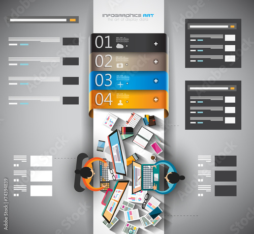 Infographic template with flat UI icons for ttem ranking