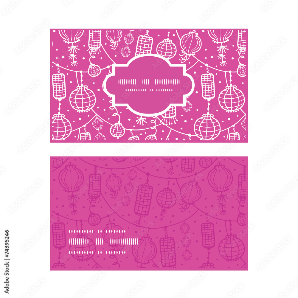 Vector holiday lanterns line art horizontal frame pattern Vector holiday lanterns line art horizontal frame pattern