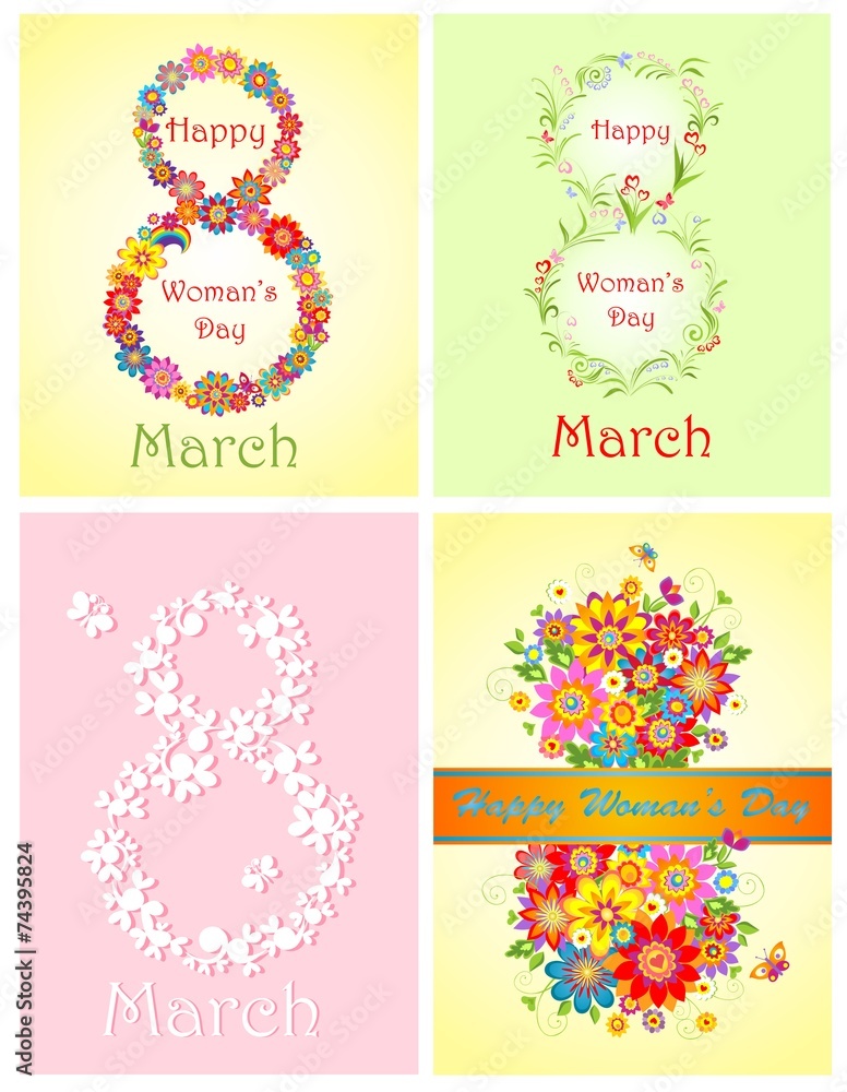 Greetings for Woman's Day with spring flowers Greetings for Woman's Day with spring flowers