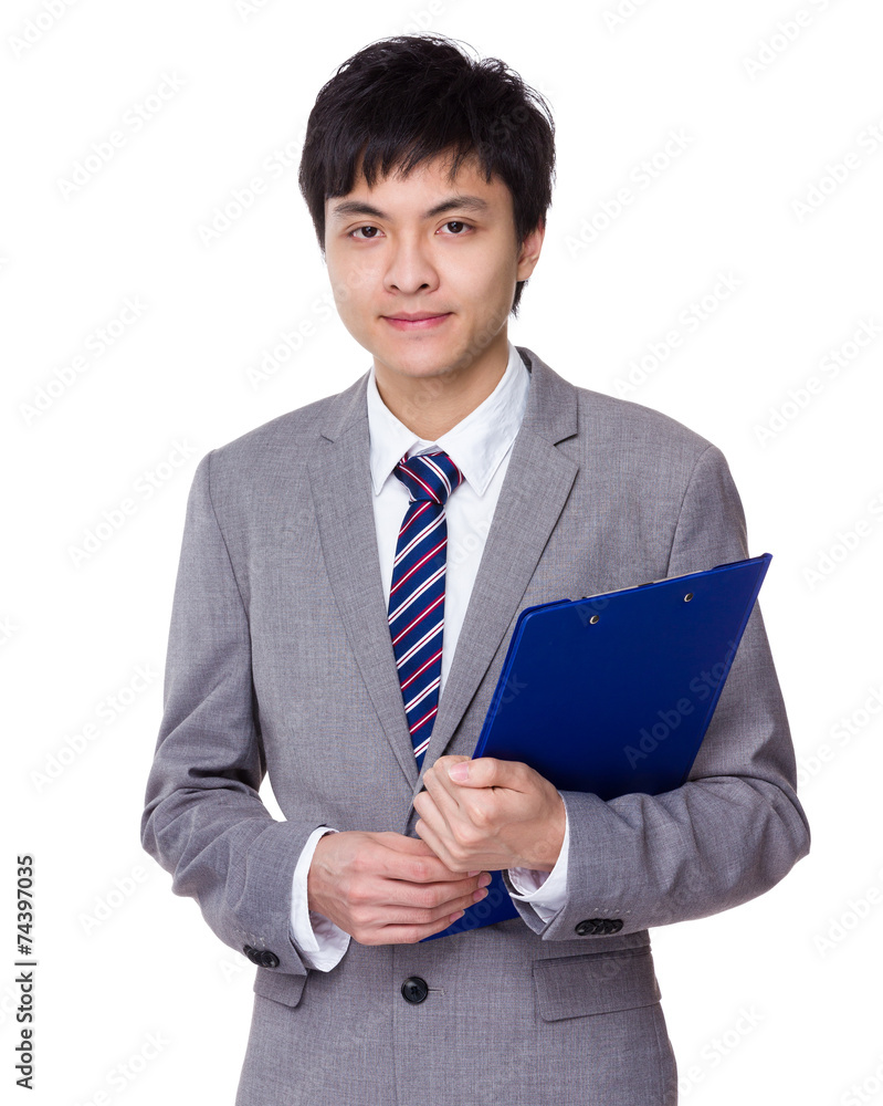 Business man with clipboard