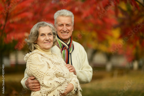Old couple posing at autumn park © aletia2011