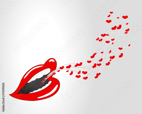 Mouth, lips - vector, hearts, speaking about love
