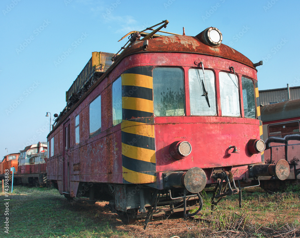 Old abandoned trains at depot in sunny day Old abandoned trains at depot in sunny day