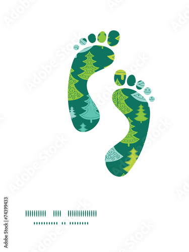 Vector holiday christmas trees footprints silhouettes pattern