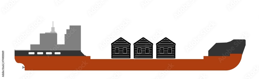 Cabanes en bois en livraison dans un bateau cargo Cabanes en bois en livraison dans un bateau cargo