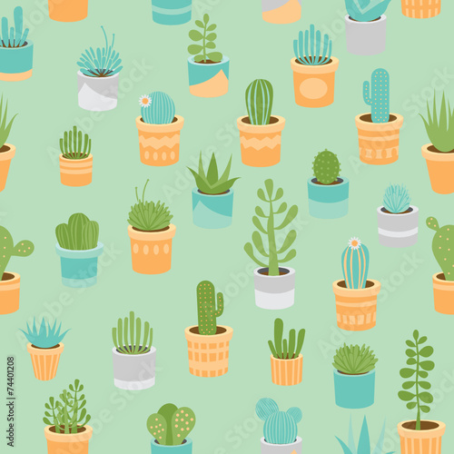 Succulents seamless pattern