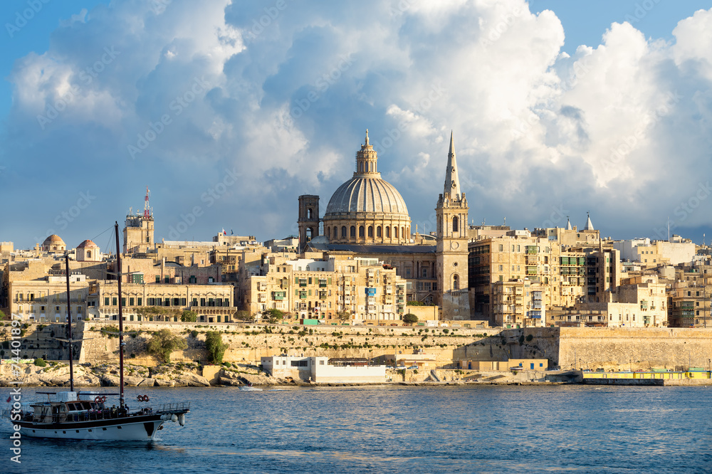 Cityscape and Marsamxett Harbour, Valletta, Malta
