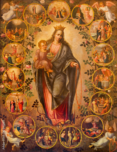 Canvastavla Antwerp - Madonna of rosary. Paint in  St. Pauls church