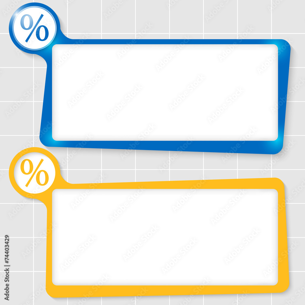 set of two text boxes for text and percent symbol set of two text boxes for text and percent symbol