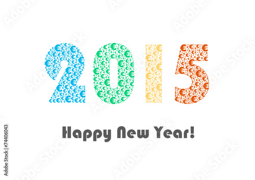 Happy New Year 2015, euro signs