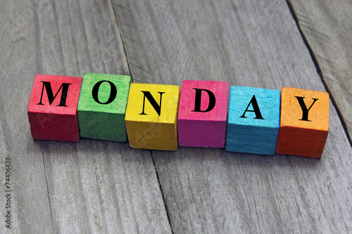 concept of monday word on wooden cubes