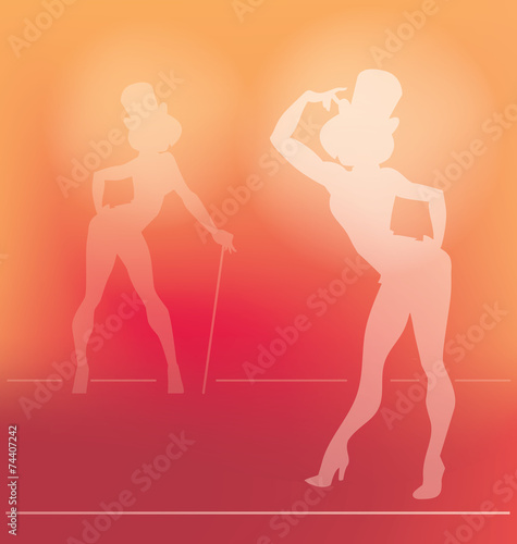 pin-up silhouette of cabaret girl