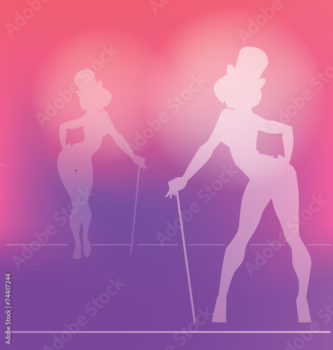 pin-up silhouette of cabaret girl