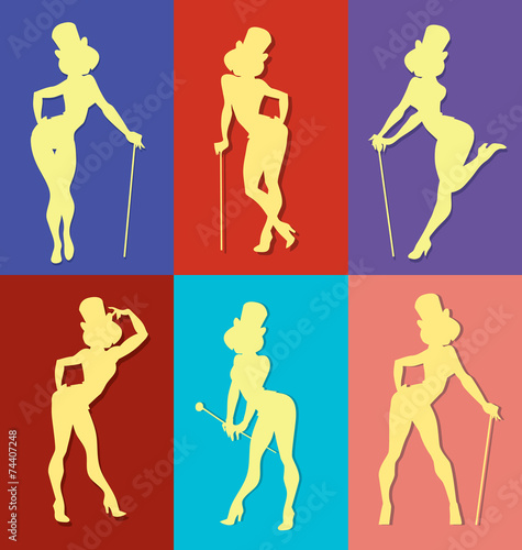 pin up style silhouette of show girl