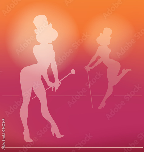 pin-up silhouette of cabaret girl