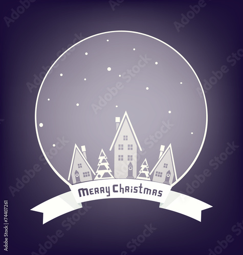 Christmass  village design with lettering